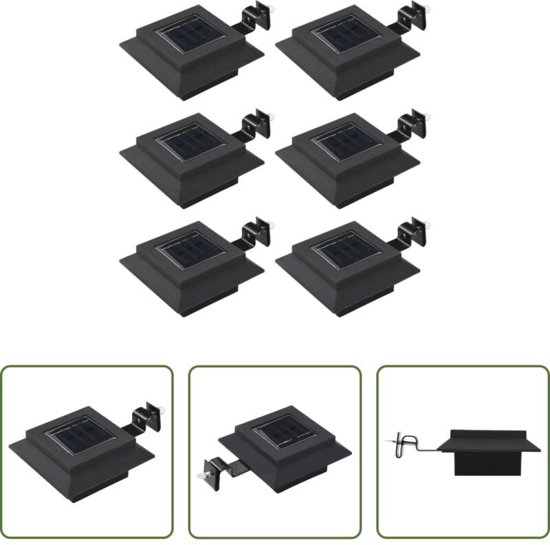 LED Solarleuchten - Outdoor Solarleuchten 6 Stück LED Quadratisch 12 cm Schwarz