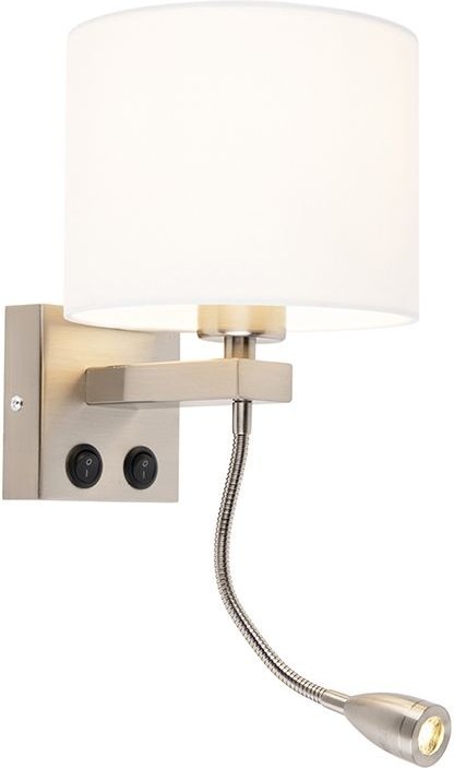 Moderne Wandleuchte Stahl mit weißem Schirm - Brescia