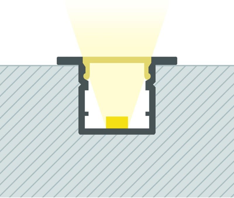 Thumbnail - Ledkia - Aluminiumprofil mit durchgehender Abdeckung Einbau Schmal 2m für led Streifen bis 6 mm Schwarz 6 m Transparente