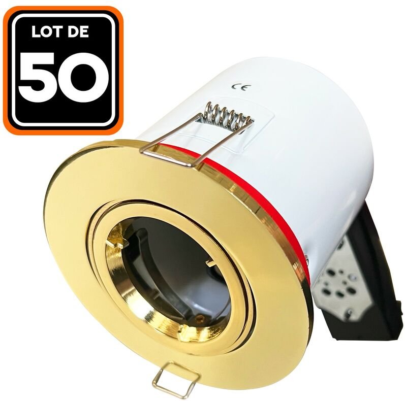 50 Support Spot bbc Orientable Dore IP20 avec Douille GU10