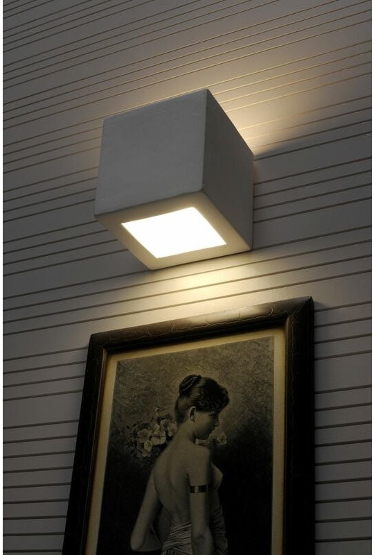 Wandleuchte Weiß E27 Gips Würfel Wandlampe