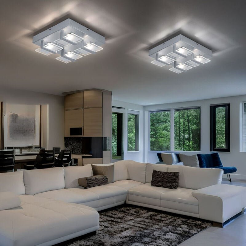 Thumbnail - 2er Set Deckenlampe Deckenleuchte Wohnzimmerleuchte Schlafzimmerlampe, 4 flammig, Glas klar satiniert, 4x led 5W 332 Lm ...