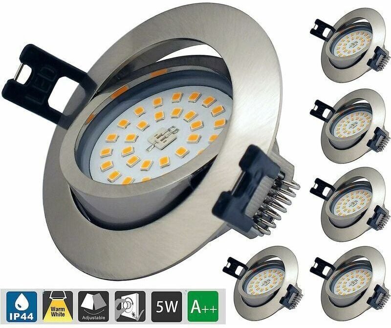Led Einbaustrahler Extra Flach Dimmbar IP44, Bad Einbauleuchte 6 x 5W ac 230V Warmweiß 3000K 400LM Beleuchtung Lampe für...