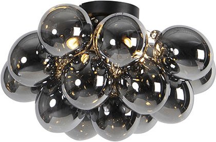Design Deckenleuchte schwarz mit Rauchglas 4 Lampen - Uvas