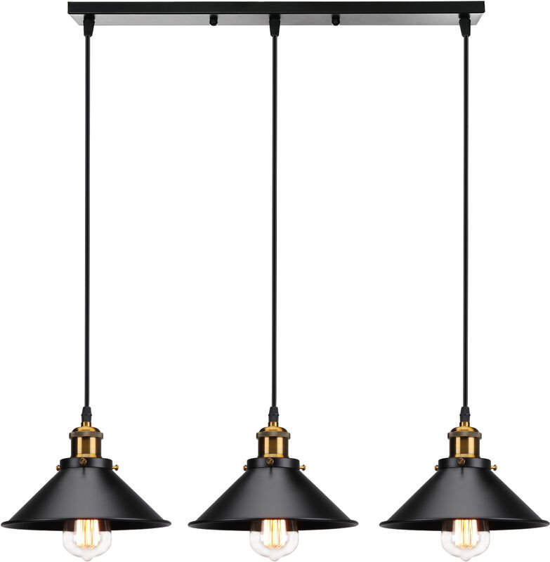 Pendelleuchte Ø22cm Lampenschirm 3 Flammig Eisen Kronleuchter Vintage Industrielle Hängelampe E27 Fassung Edison für Lof...