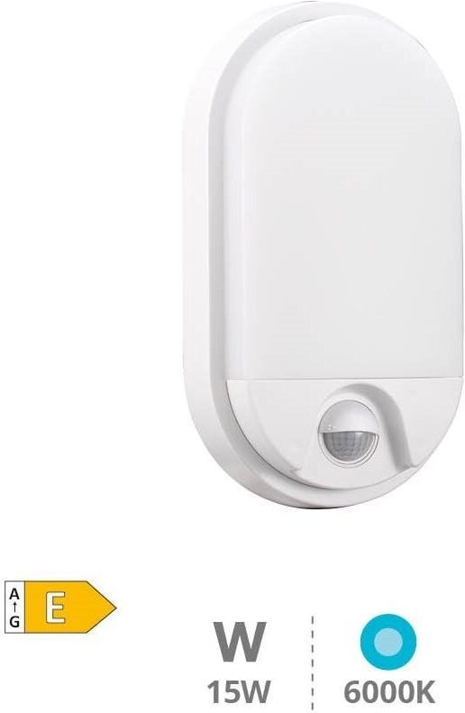 Doko Ovale LED-Wandleuchte mit Bewegungsmelder, 15 W, 6000 K, Weiß