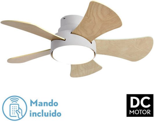 Ventilator 25w Dc White Gregario 5 Flügel Rev. White/beech 6 Speed 3000-4000-6000k 82D Fernbedienung, Speicher und Timer...