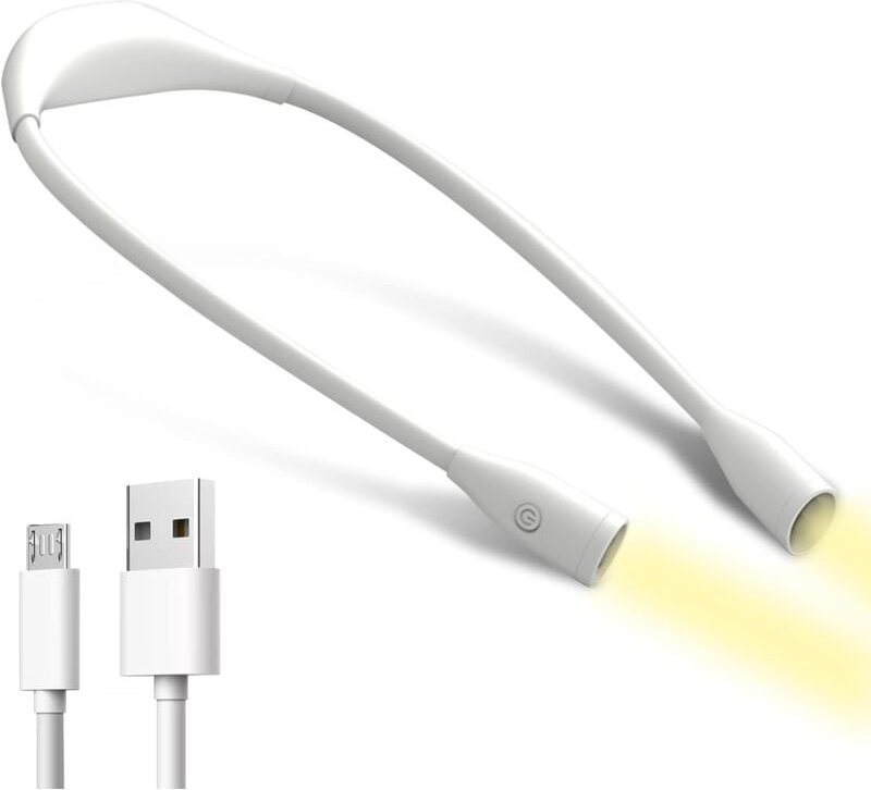 Nacken-Leseleuchte, Buch-Leseleuchte, LED, wiederaufladbar, Arbeitsleuchte, 3 Farben, verstellbare Arm-Nackenlampe zum L...