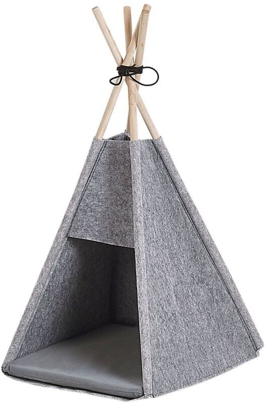 Beliani - Tierbett Hellgrau Filz 35x40 cm Tierkorb Tipi-Zelt für kleine Hunde, sowie Katzen