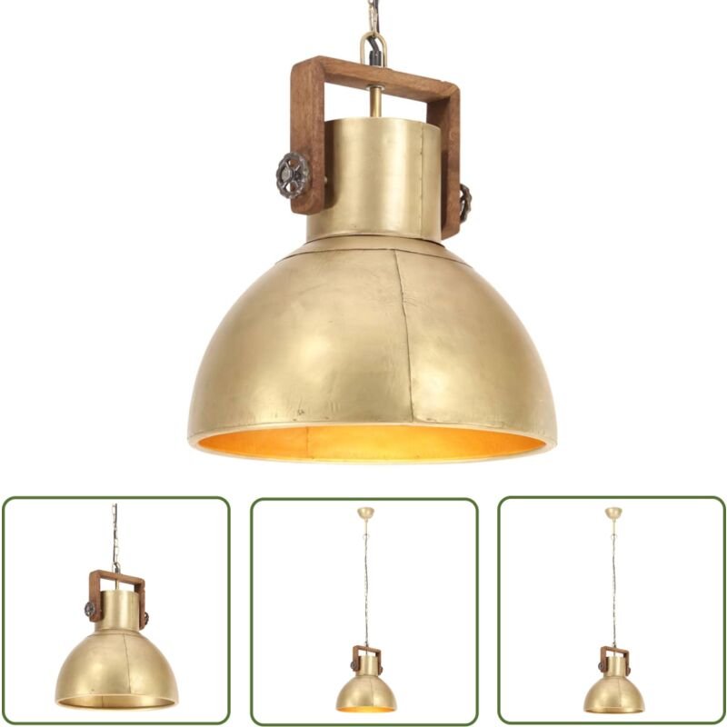 The Living Store Hängelampe Industriestil 25 w Messing Rund 40 cm E27 - Hängeleuchte - Industrielampen - Wohnraumlampe -...