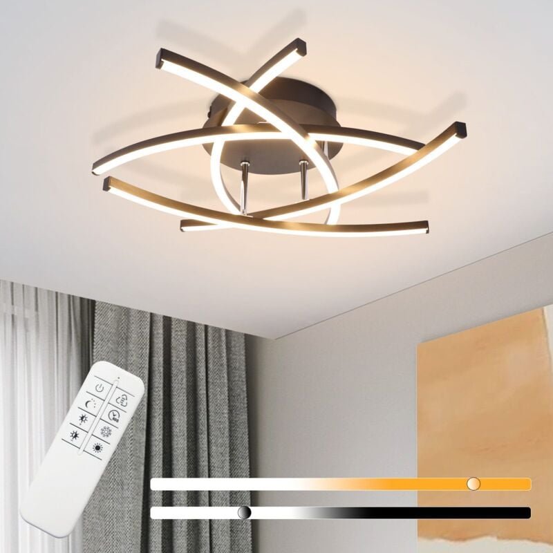 Deckenlampe led Gbly Deckenleuchte Wohnzimmer - 32W Dimmbar Küchenlampe Schwarz mit Fernbedienung Modern Design Wohnzimm...