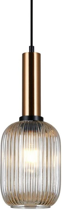 Antiola - Moderne hängende Anhänger Messing 1 Licht mit Bernsteinschirm, E27 - Italux