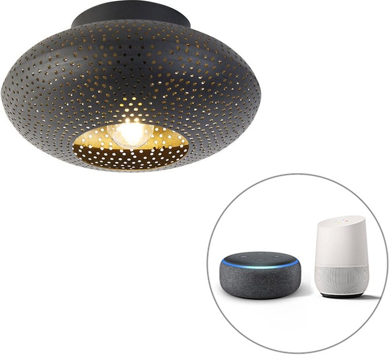 Smarte Deckenleuchte schwarz mit Gold 25 cm inkl. wlan A60 - Radiance