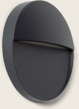 LED-Wandeinbauleuchte Außen 3W cct Wählbar Oberfläche Rund Jade Schwarz