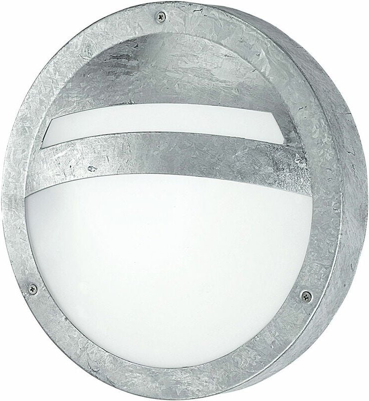 Thumbnail - Aussen Wandleuchte rund Wandlampe für Außen Fassadenleuchte Stahl verzinkt, Glas weiß, LED 7W 900Lm warmweiß, DxH 28,5x8...