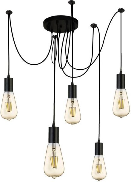 Thumbnail - Searchlight - Squiggle - 5 Light Cluster Anhänger Matt Black, E27