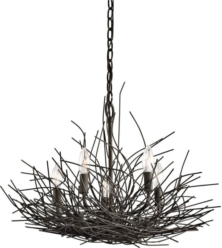 Kronleuchter Hängelampe Deckenleuchte Stahl Bronze d 61,5 cm Natur-Design