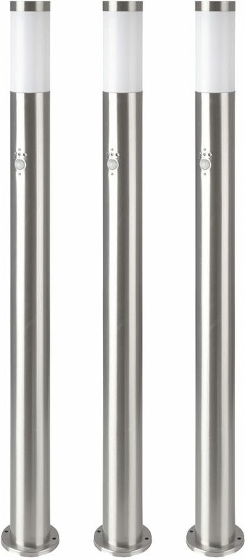 3x Außen Steh Leuchte Edelstahl Garten Bewegungsmelder Edelstahl Säule Wege Strahler Hof Leuchte