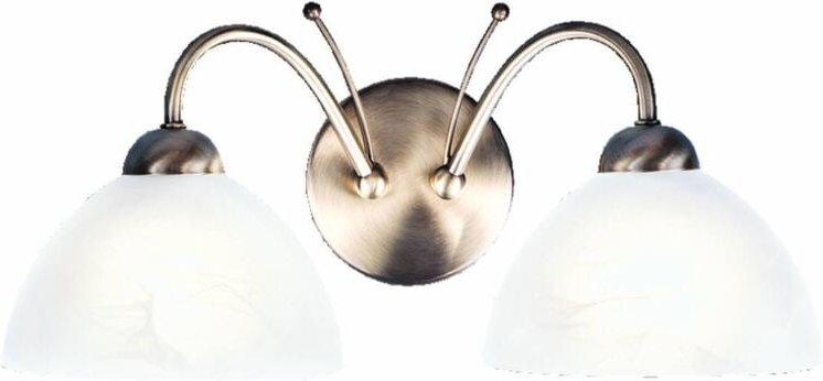 Searchlight Milanese - 2 Licht Innenglas Wandleuchte Antik Messing, E14