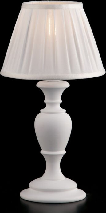 Bonetti Illumina - Fiorenza - Shabby-weiße Holztischlampe 1 Licht mit Lampenschirm Dm.20 H.43 - Ø20 - BL172-LT-BCO