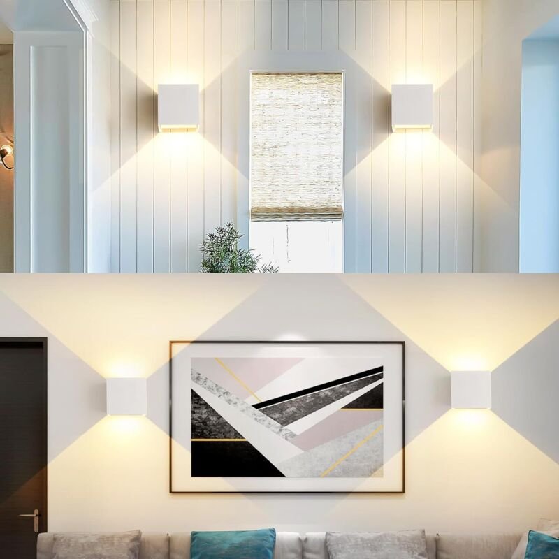 4er Set LED Wandlampen 6W, quadratisch, Warmweiß 3000K, nicht dimmbar