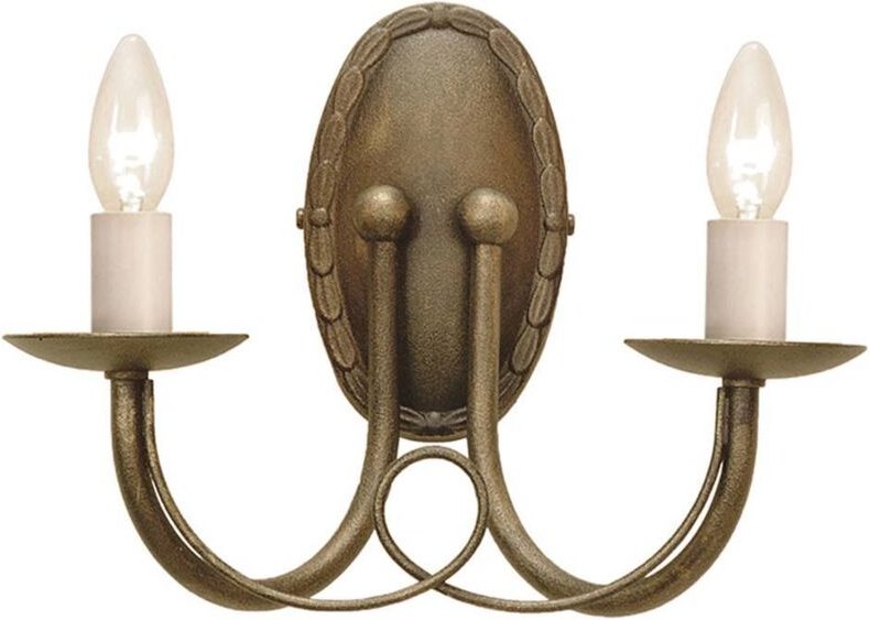 Minster - 2 Light Indoor Candle Wandleuchte Schwarz, Gold, E14 - Elstead