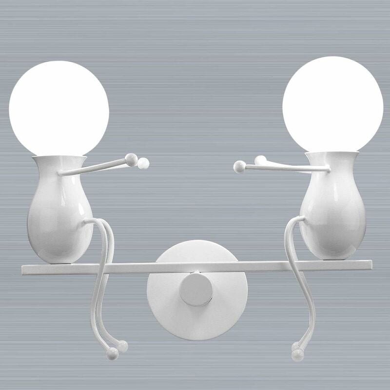 E27 Weiß Wandleuchte Cartoon Wandlampe aus Metall Lampenkörper für Kinderzimmer Flur Treppe