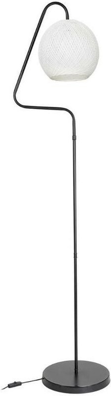 Yumak MDL4256 graue Stehlampe mit weißem Stofflampenschirm