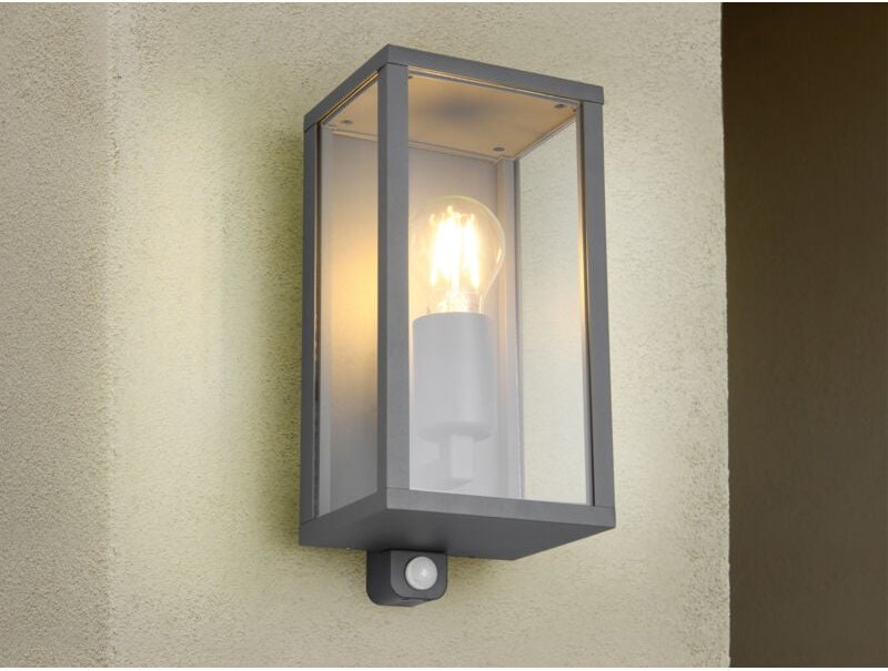 Außenwandleuchte garonne mit Bewegungsmelder in Anthrazit, Höhe 29cm