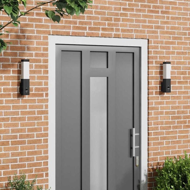 Außenwandleuchten mit Sensor 2er Set Schwarz Edelstahl IP44 vidaXL364861