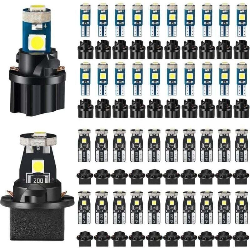 40 Stück T5 T10 LED-Lampen Armaturenbrettbeleuchtung mit Drehsockel Instrumenten-Armaturenbrett-LED-Lampen für die Innen...