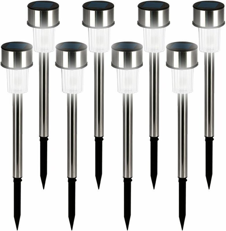 Solar-Gartenleuchten, LED-Gartenbeleuchtung aus Edelstahl für den Außenbereich, warmweißes Solarlicht