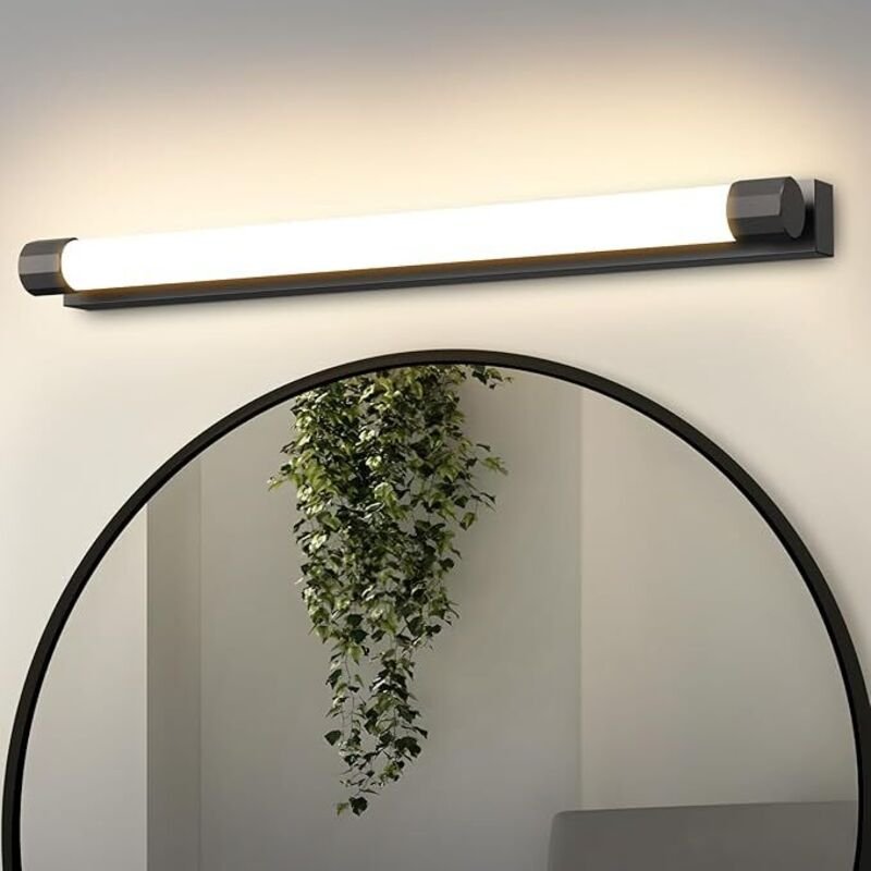 GBLY LED Spiegelleuchte Bad 50CM 10W Schwarz Warmweiß 3000K IP44 Wasserdicht Modern Wandlampe Für Flur Wohnzimmer Badezi...
