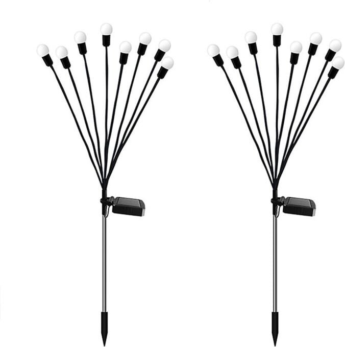 2er Set Solarlampen, LED, IP65, feststehend, Lichtsensor, schwarz