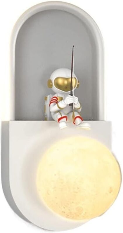 Moderne LED-Wandleuchte, Nachttisch-Wandlampe, kreative Astronautenbeleuchtung, Wandleuchte für Kinderzimmer, 3 Farbmodi...