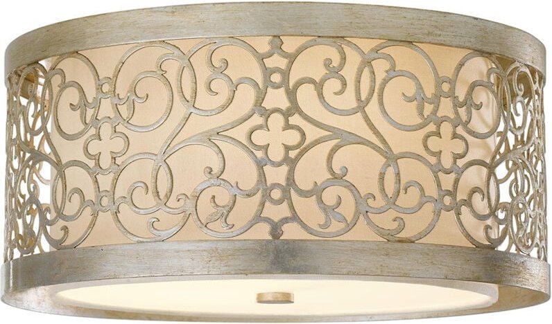 Elstead - Arabesque - 2 Light Flush Deckenleuchte Silver Leaf, E27