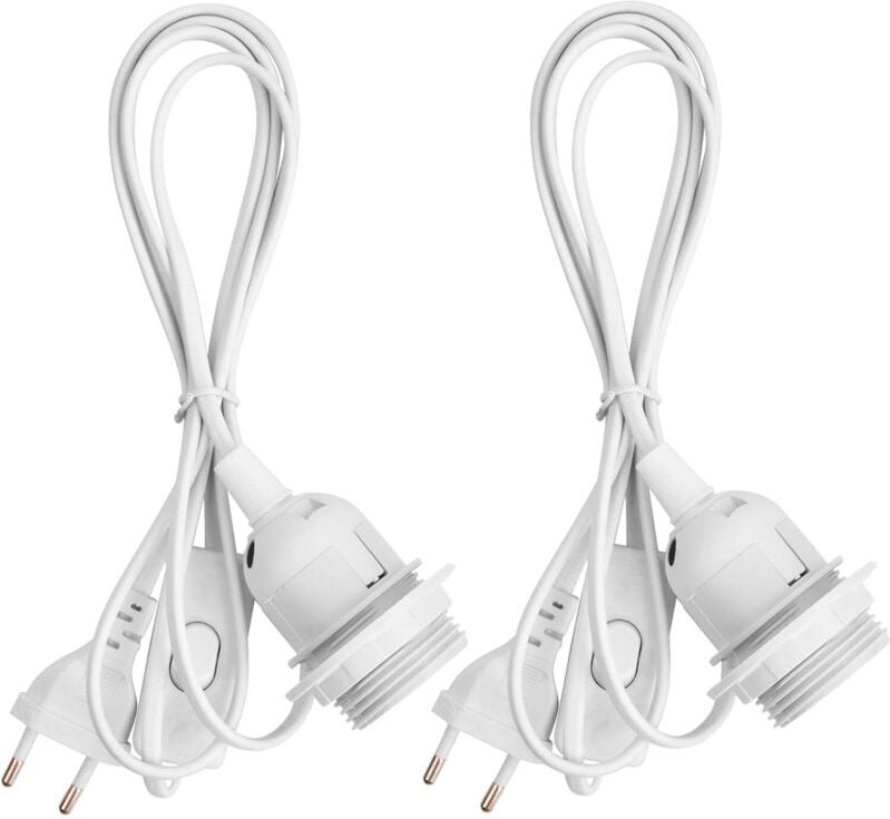 (Weiß) 2-teiliger Lampenhalter für E27-Glühbirne, E27-Fassung mit Schalter, E27-Pendelleuchtenhalter, mit Gewindering un...