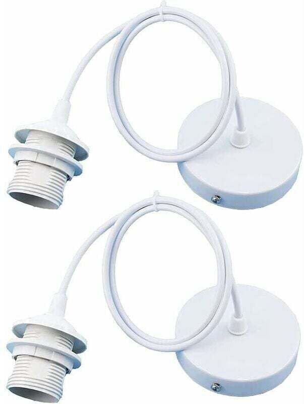 Stück E27 Lampenfassungen mit Kabel, Pendelleuchtenfassung aus Metall, weiße Pendelleuchte mit 100 cm verstellbarem Kabe...