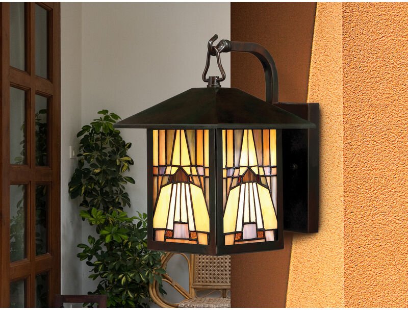 Thumbnail - Elstead - Wandlaterne inglenook im Tiffany Stil für Innen & Außen, 29cm klein