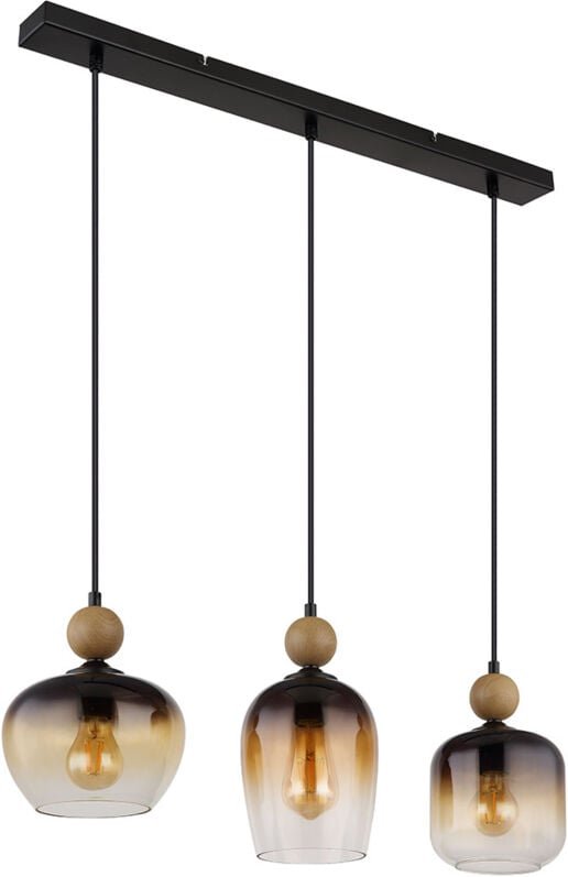 Pendelleuchte Hängelampe Deckenleuchte Esszimmerleuchte Glas Amber 3-Flammig