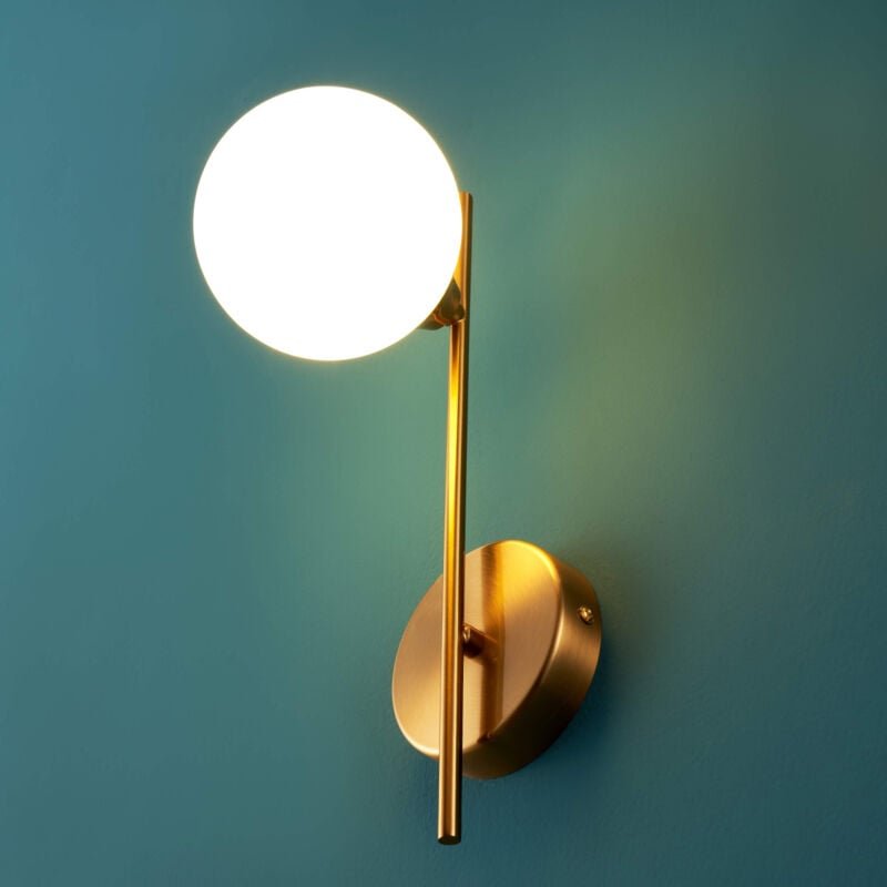 Wandleuchte Kugel aus weißem Glas im Vintage-Look -Neira