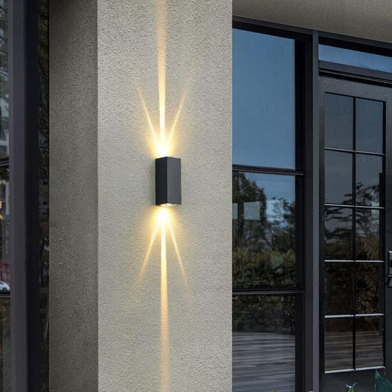Thumbnail - 20 W LED-Außenwandleuchte, Mattschwarz, Beleuchtung der oberen und unteren Veranda, IP65 wasserdicht, geeignet für Außen...