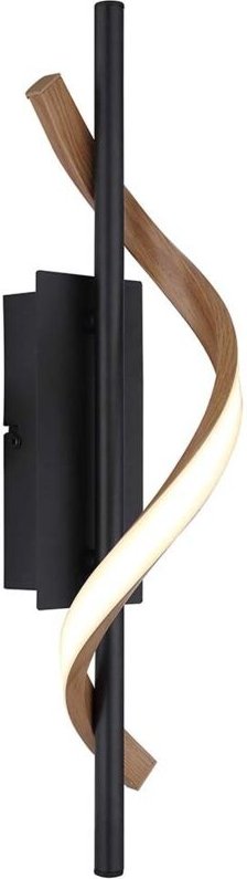 LED Wandleuchte Wandlampe Flurleuchte Metall schwarz matt Holzoptik H 46,5 cm