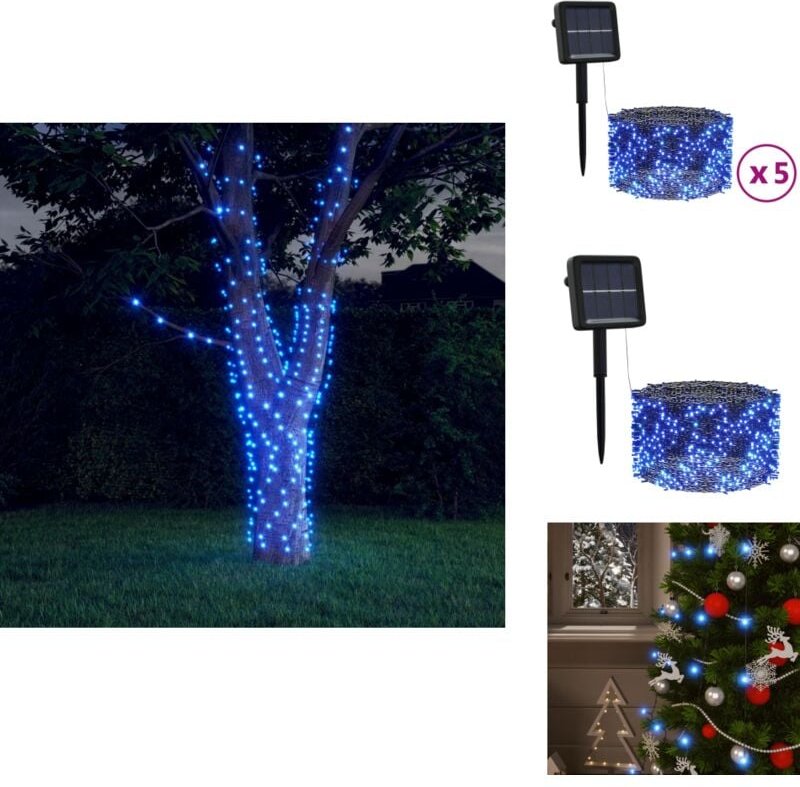 Solar-Lichterketten 5 Stk. 5x200 led Blau Innen Außen - Solarleuchten - Lichterkette - Outdoor Beleuchtung - Indoor Bele...