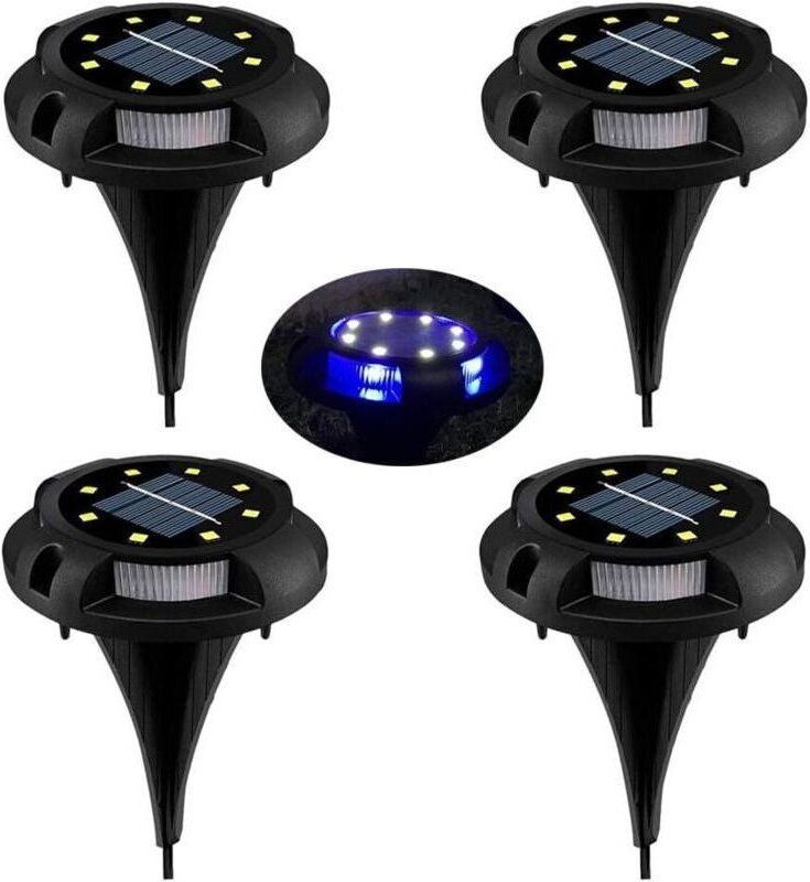 Solarbetriebene LED-Gartenleuchten, 8 LEDs, 4er-Set IP65 wasserdichte Solar-Gartenstrahler, dekorative Rasenleuchten für...