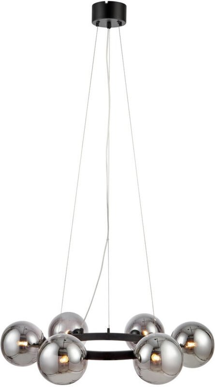 Markslojd - circle Deckenpendelleuchte 6 Globe Light Schwarz, Smoke