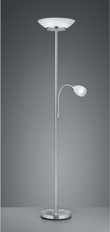 Stehlampe mit Lesepunkt Gerry Nickel Weiß Glas Ø34 cm Trio Lighting