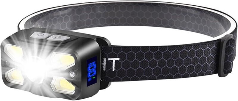 2500 lm, ultrastarke LED-Stirnlampe, wiederaufladbare USB-C-Stirnlampe mit Leistungsanzeige, 7 Beleuchtungsmodi, 45° ver...