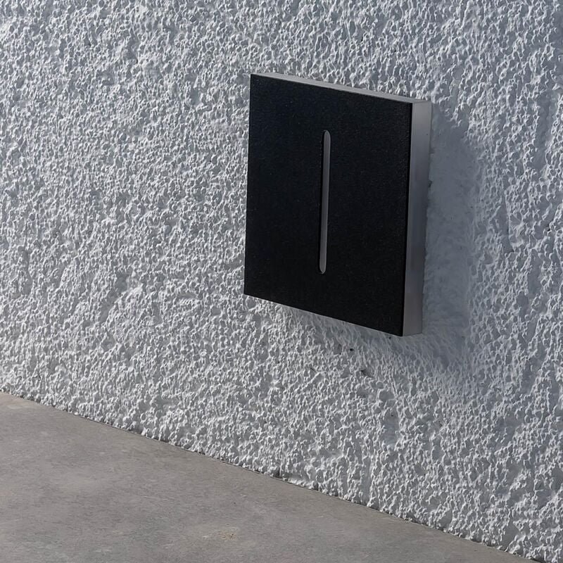 LED Treppenleuchte IP44 eckig schwarz - Lichtfarbe: Warmweiß 1,5W - Lichtaustritt: Fokus