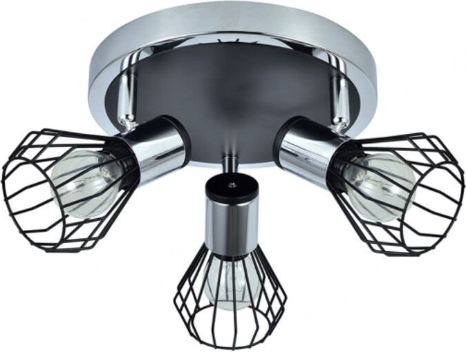 Fabrilamp - akunadecor Runde Deckenleuchte mit 3 Strahlern Modell Mateo Chrom/schwarz
